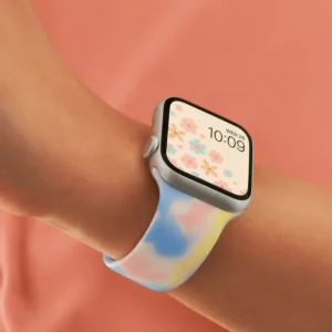 Pastel tie-dye silicone apple watch band for women