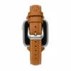 Pumpkin brown Vegan PU Leather Apple Watch Strap with white stitching and slim tapered design.
