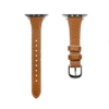 Pumpkin brown Vegan PU Leather Apple Watch Strap with white stitching and slim tapered design.