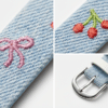 Slim Leather Apple Watch Strap - Denim Cherry - Image 7