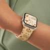 Magnetic Apple Watch Band featuring light brown autumn tea pattern with cute dogs and falling leaves.