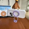 Lilac Sunday purple MagSafe phone stand in yellow, 0.5cm ultra-slim foldable magnetic grip for iPhone.