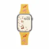 Yellow Slim Leather Apple Watch Band with Floral Cherry Embroidery for Women Modern Vintage Style