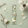 Green Braided Loop Apple Watch Band with Pink Floral Pattern Stretchy Fabric Strap for Women.