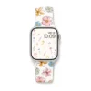 White Silicone Apple Watch Strap with Pastel Pink Blue and Yellow Floral Pattern