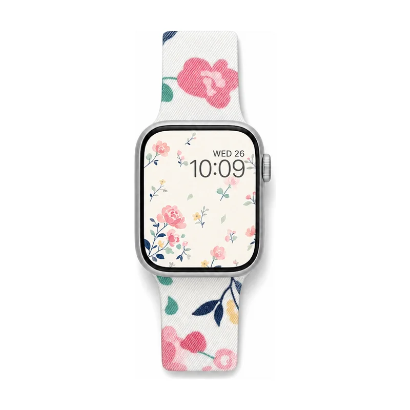 Watercolor Cherry Blossom Apple Watch Band replacement comfortable fabric sport loop wristband for women loving japanese style.