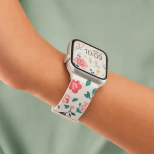 Watercolor Cherry Blossom Apple Watch Band replacement comfortable fabric sport loop wristband for women loving japanese style.
