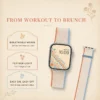 Vanilla cream Sport Loop Apple Watch strap, soft woven nylon replacement band for women on a silver Apple Watch