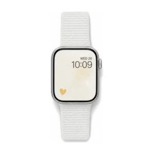 Misty mint Sport Loop Apple Watch strap with mustard keeper, soft woven replacement band for women