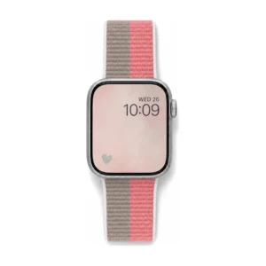 Sport Loop Apple Watch Strap in coral, cream and taupe stripe – soft woven replacement band for women