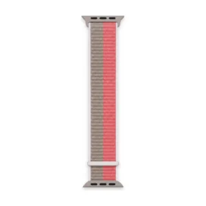 Sport Loop Apple Watch Strap in coral, cream and taupe stripe – soft woven replacement band for women