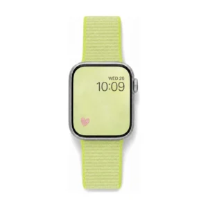 Citrus lime green Sport Loop Apple Watch band for women, comfortable soft woven nylon replacement strap.
